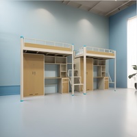 Lit superposé moderne en métal pour dortoir scolaire avec bureau intégré, design de lit superposé