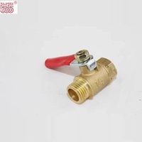 Mini-vanne à boisseau sphérique en laiton, manuelle, OEM, avec filetage mâle-femelle, poignée rouge à 90 degrés, filetage BSP NPT, pour le contrôle des conduites d'eau, d'air et de gaz