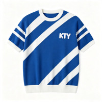 Nuevo Diseño, Suéter Oversize para Hombre, Estilo Universitario, Multirrayas en las Mangas, Logotipo Bordado, Blusa de Punto