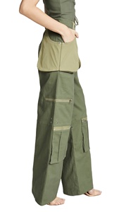 Pantaloni <span class=keywords><strong>Cargo</strong></span> Larghi da <span class=keywords><strong>Donna</strong></span> Personalizzati <span class=keywords><strong>Verdi</strong></span> con Grandi Tasche e Zip, Stile Casual con Spacco e Cintura, Sexy e alla Moda, Stile Street Loose - Product Image 2