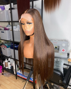 Pelucas para Mujer, Diseño <span class=keywords><strong>Nuevo</strong></span>, Color Marrón, Peluca <span class=keywords><strong>de</strong></span> Cola <span class=keywords><strong>de</strong></span> Caballo Completa para Cabeza Pequeña, Cabello Lacio con Frente <span class=keywords><strong>de</strong></span> Encaje, Pelucas <span class=keywords><strong>de</strong></span> Cabello Humano al por Mayor <span class=keywords><strong>de</strong></span> China - Product Image 2