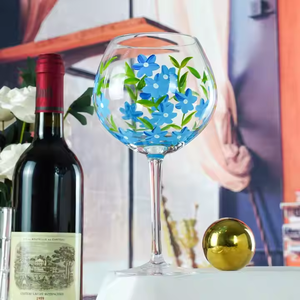 <span class=keywords><strong>Verres</strong></span> <span class=keywords><strong>à</strong></span> <span class=keywords><strong>gin</strong></span> en cristal soufflé <span class=keywords><strong>à</strong></span> la bouche, vente chaude, avec motif de fleurs multiples peintes <span class=keywords><strong>à</strong></span> la main personnalisable - Product Image 5