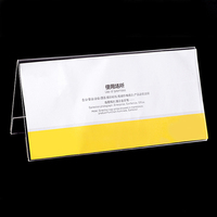 Support de table en acrylique transparent en forme de V pour cartes de visite et étiquettes de prix en plexiglas