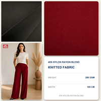 Tissu tricoté en mélange de nylon et de rayonne 40S, 280 GSM, tissu jersey simple pêché confortable pour robes, jupes, pantalons, vente en gros