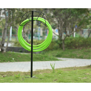 Garden Hose Bracket Floor Mount Black Powder Coated Standing <b>Rack</b> For Garden And Horticulture Use - Product Image 2