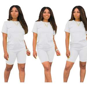 Nuevo Conjunto de 2 Piezas para <span class=keywords><strong>Mujer</strong></span>, Verano <span class=keywords><strong>2021</strong></span>, Nuevo Color, Algodón, Color Sólido, Traje Corto, <span class=keywords><strong>Ropa</strong></span> <span class=keywords><strong>Urbana</strong></span> Informal - Product Image 1