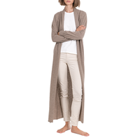 Großhandel Maßgefertigte 100% Baumwolle Damen Maxi Strickjacke Langarm Offene Vorderseite Pullover Weicher Minimalistischer Strickpullover