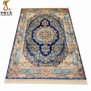 YUXIANG 6'x9 'mavi el yapımı ipek klasik halı oryantal el yapımı halı türkiye el düğümlü ipek halı