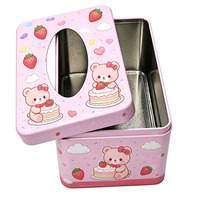 Boîte à mouchoirs en métal, motif bonbons roses, boîte à mouchoirs rectangulaire en fer, boîte de rangement décorative pour la décoration de table à la maison