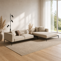 Canapé modulaire Simpson en cuir moderne avec dossier d'angle, finition personnalisable, idéal pour hall d'entreprise, appartement, salon
