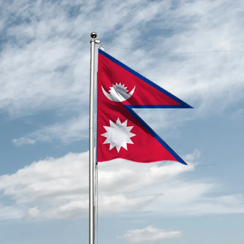 Grosir Pabrik Tiongkok dicetak 90X150 CM bendera Nepal murah kustom semua negara bendera Nepal