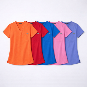 Uniformes d'infirmière unisexes à manches courtes de qualité supérieure 2026, blouses médicales élastiques VIAOLI en tissu peigné respirant pour un confort haut de gamme - Product Image 1