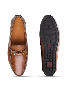 Mocasines de cuero importado al por mayor para hombre, con punta redonda, sin cordones, zapatos formales con forro de cuero DD y lámina interior Ortholite. - Product Image 3