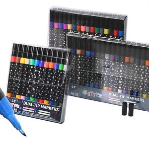 Juego de Marcadores de Arte de Doble Punta con Brillantina para Pintar el Cabello en Dos Colores, Rotuladores de Acuarela de Punta Suave, Suministros de Papelería del Fabricante - Product Image 1