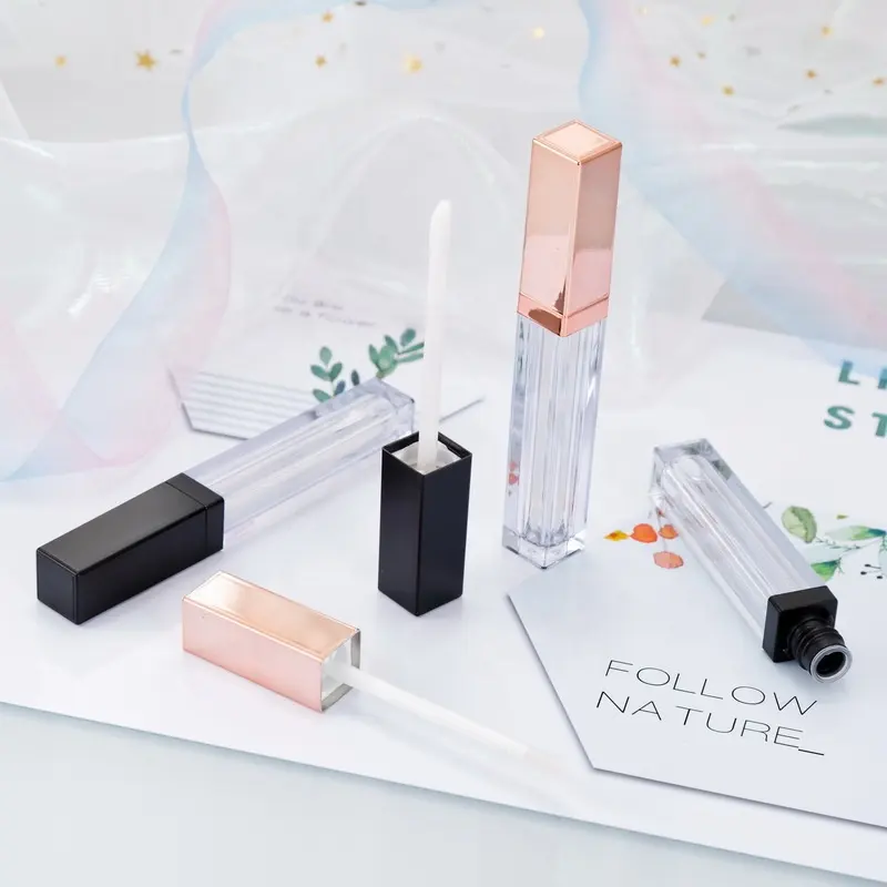 Cheap price empty packaging square lip gloss tubes rose gold