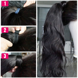 Coletas de cabello humano 100% virgen Remy, extensiones de cabello humano con Clip envolvente, coleta con cordón, venta al por mayor - Product Image 6