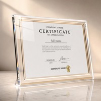 Plaque de récompense personnalisée en acrylique transparent avec bords biseautés et sceau doré pour les reconnaissance et les honneurs d'entreprise