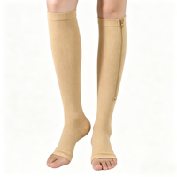 Chaussettes de compression montantes à fermeture éclair avec logo personnalisé, chaussettes sans orteils de haute qualité, compression 15-20 mmHg, pour infirmières