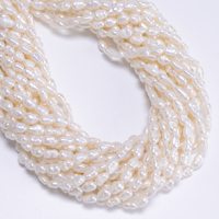 Perles de pierres précieuses naturelles en forme de nuget, perles d'eau douce blanches, percées sur le côté, 5-6x7-8mm, pour la fabrication de bijoux DIY, vente en gros