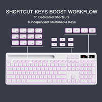 Teclado Inalámbrico Silencioso de 114 Teclas con Retroiluminación RGB de 2.4G, Soporte para Teléfono, Batería Recargable, Teclas Multimedia para IOS, Windows, PC, Blanco
