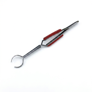 Pinzas de acero inoxidable con mango rojo y punta cónica para recoger joyas - Product Image 1