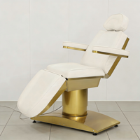 Lit de massage facial électrique commercial moderne pliable en acier inoxydable doré blanc à 3 moteurs, respectueux de la peau