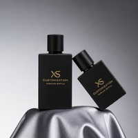 Flacons de parfum vides en verre rectangulaires noir mat 30ml 50ml 100ml avec bouchon, logo personnalisé, vente en gros, conception OEM ODM