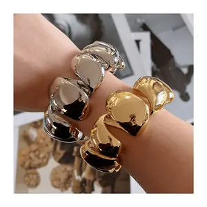 New design spiral Chunky Hollow Cuff Bracelet Bangle 18k gold 925 silver plated adjustable Jewelry bracelet for women luxury
