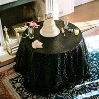 Nappe de table ronde en tissu pailleté pour fête de mariage, grande taille 132 pouces, nappe ronde noire à paillettes, nappe ronde noire à paillettes