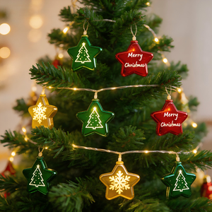 Guirlande lumineuse LED décorative de Noël pour intérieur, alimentée par courant alternatif ou prise USB, <span class=keywords><strong>en</strong></span> forme d'étoile ou de boule <span class=keywords><strong>en</strong></span> plastique - Product Image 6