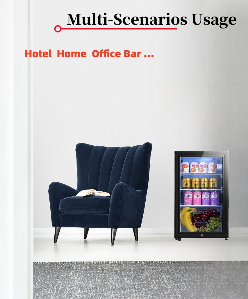 refrigerator black glass mirror door mini