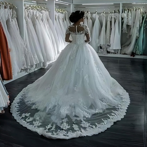 Nuovi abiti da sposa di lusso Sexy in pizzo a collo sottile strascico lungo abito da sposa abito da sposa - Product Image 4