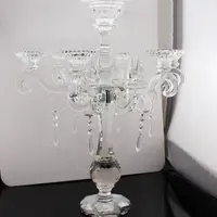 Candelabro de cristal para centros de mesa, candelabros de cristal decorativos para boda, venta al por mayor