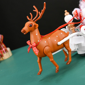 DAMAI Motorized Reindeer Sleigh Santa Figure Walking Elk <b>Pull</b> Sled <b>Light</b> Up Christmas Table Ornament Electric Christmas Toy - Product Image 3