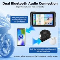 Bestsonic Pantalla de 5'' con CarPlay, Cámara Delantera y Trasera, Inalámbrica, para Motocicleta, con Android Auto, GPS y Navegación