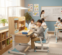 Table d'étude pour enfants ergonomique réglable en hauteur bureau en bois au design moderne pour chambre à coucher bureau à domicile enfants