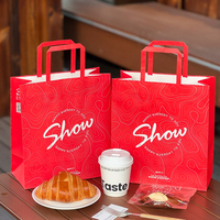 Sac d'emballage personnalisé pour boulangerie, croissants, pain, café, boissons, aliments à emporter, sac en papier kraft avec poignées
