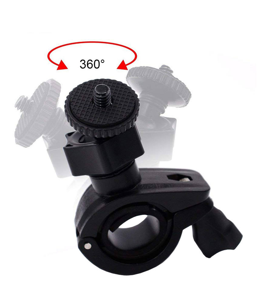 Hongdak Bike Motorbike Handlebar Clamp with Tripod Mount Rotatable Motorcycle Clip Adapter Support Bracket for GoPro Xiaoyi