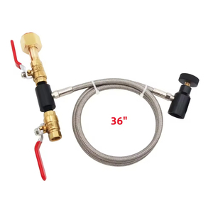 Adaptateur de remplissage de réservoir de CO2 avec tuyau tressé en acier de 36 pouces W21.8-14, G1/2-14, Bouteille grande taille vers cylindre petit format - Product Image 1