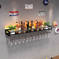 Porte-vin mural moderne en fer forgé pour salle à manger, avec porte-gobelets suspendu et support à verres à l'envers