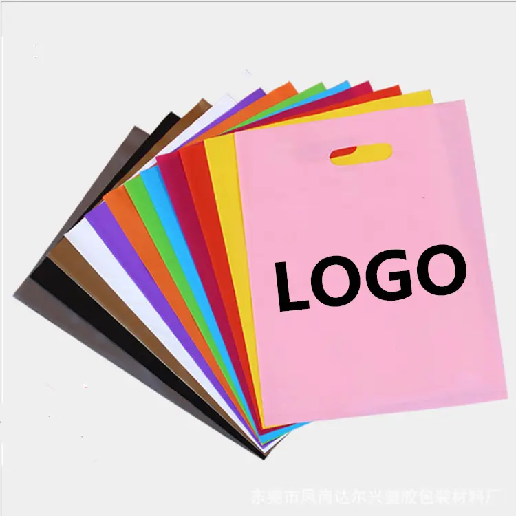 customized printed logo pe 100 biodegradable small cute pink retail packing plastic bags with poly plastic packaging bag