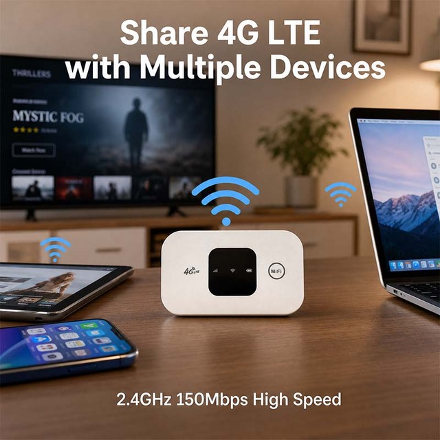Multi Device Connection 4G Pocket WiFi MiFi Router Unlocked LTE Portable Mobile Hotspot Rechargeable Mini Travel Router
