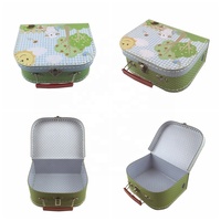 Mini boîte d'emballage de valise en papier pour enfants, printemps, demi-ronde, serrure faite à la main