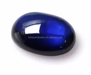 34# corundum flat back oval cut cabochon synthetic blue sapphire