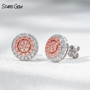 ต่างหูแบบ Halo ประดับเพชร Starsgem น้ำหนักรวม 0.954 กะรัต ทองคำแท้ 10K สีชมพู เพชรทรงกลมเจียระไนแบบ Brilliant Cut เพชรเลี้ยงในห้องปฏิบัติการ เกรด DEF VS - Product Image 1