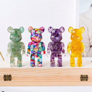Figurine en résine d'ours de gravier en cristal naturel décoration d'ours violent maison bureau richesse attirant cadeau de pendaison de crémaillère - Product Image 1