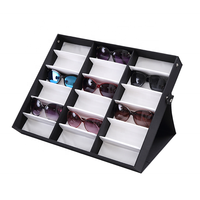 Étui à lunettes de soleil en nylon de luxe à 18 emplacements avec plateau de rangement et boîte de présentation pour la maison et le stock d'entrepôt, étuis et sacs à lunettes