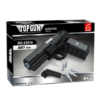 Pistola de Juguete QSZ92 de Alta Simulación, Bloques de Construcción Militares, Pistola de Mano Semiautomática Artificial, Set de Juguete con 327 Piezas de Ladrillos