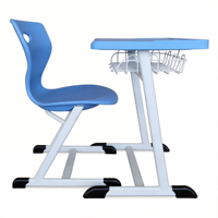 Ensemble de bureau et chaise d'école pour enfants avec tiroir de rangement, crochet pour bouteille d'eau, hauteur réglable, anti-pincement, mobilier en plastique pour enfants