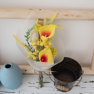 Bouquet de fleurs artificielles CallaFloral, lys jaunes, pour décoration de maison et de mariage CF01099 - Product Image 2